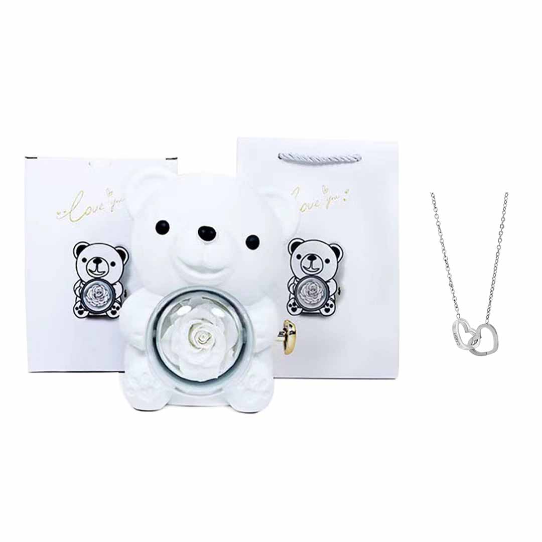 Collier Personnalisé - Ourson Rose Éternelle