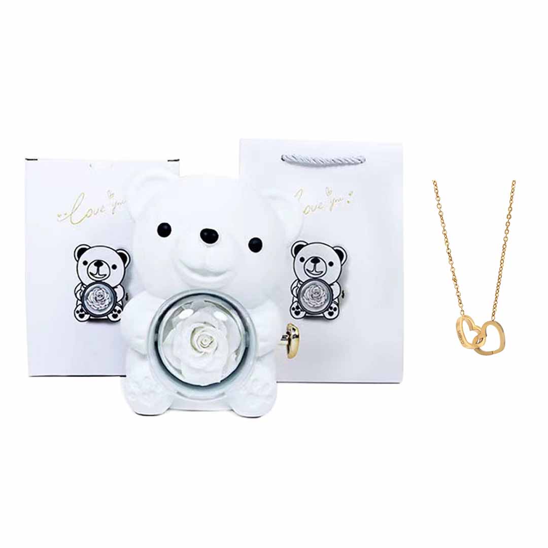 Collier Personnalisé - Ourson Rose Éternelle