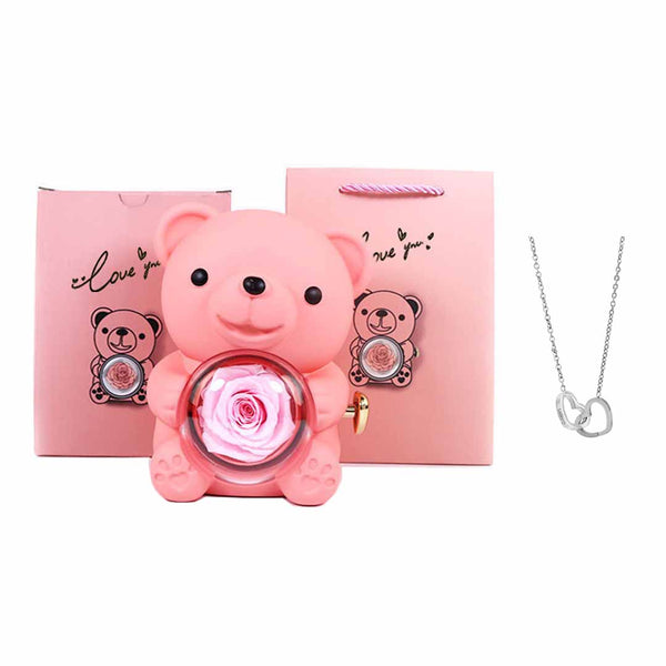 Collier Personnalisé - Ourson Rose Éternelle
