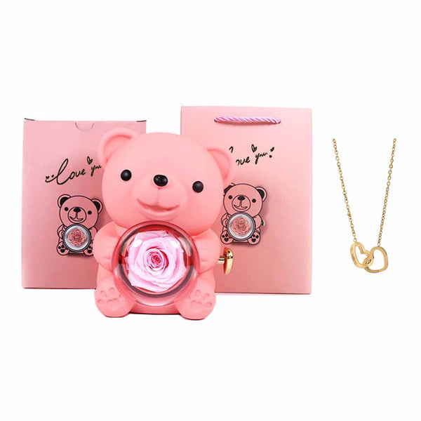 Collier Personnalisé - Ourson Rose Éternelle