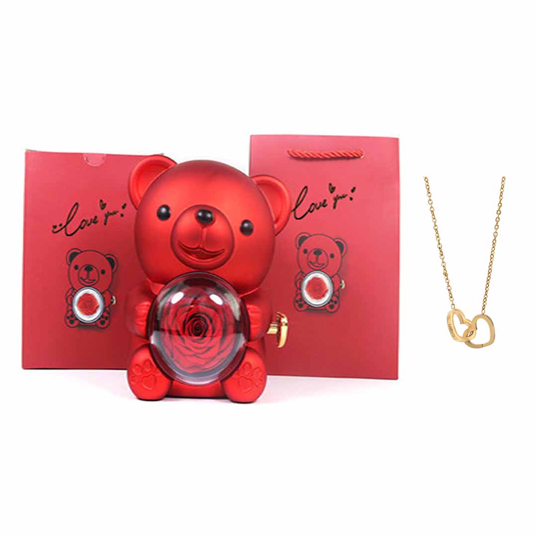 Collier Personnalisé - Ourson Rose Éternelle