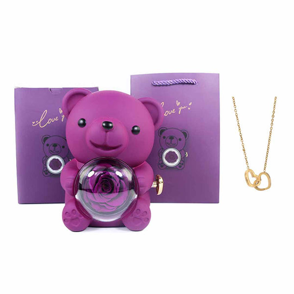 Collier Personnalisé - Ourson Rose Éternelle